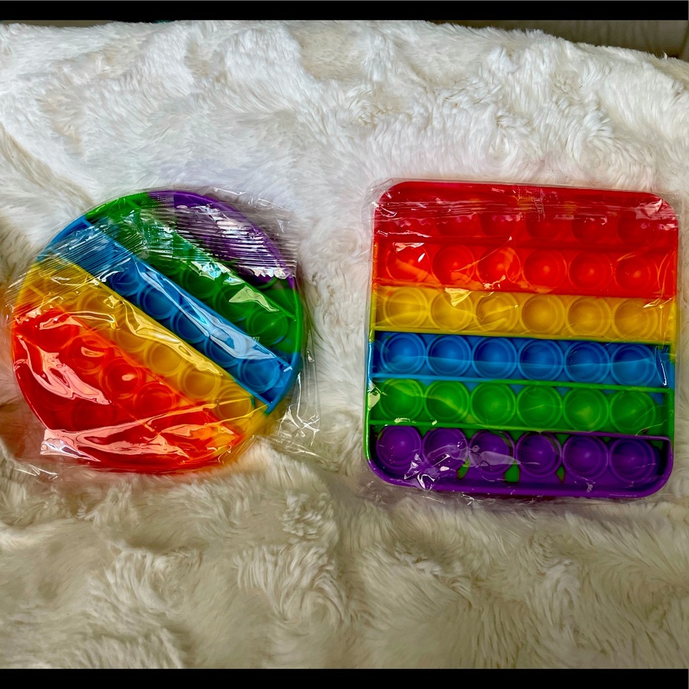2 Pop it fidget toys poppers rainbow colors
